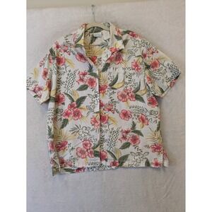 Bobbie Brooks Women's XL Vintage Button Up Hawaiian Shirt Floral Tropical